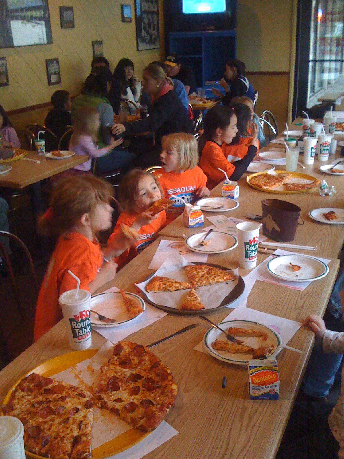 Soccer team pizza party