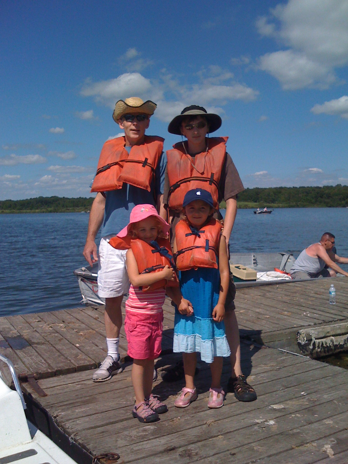 Paddleboat ride with Grandpa and Gabe