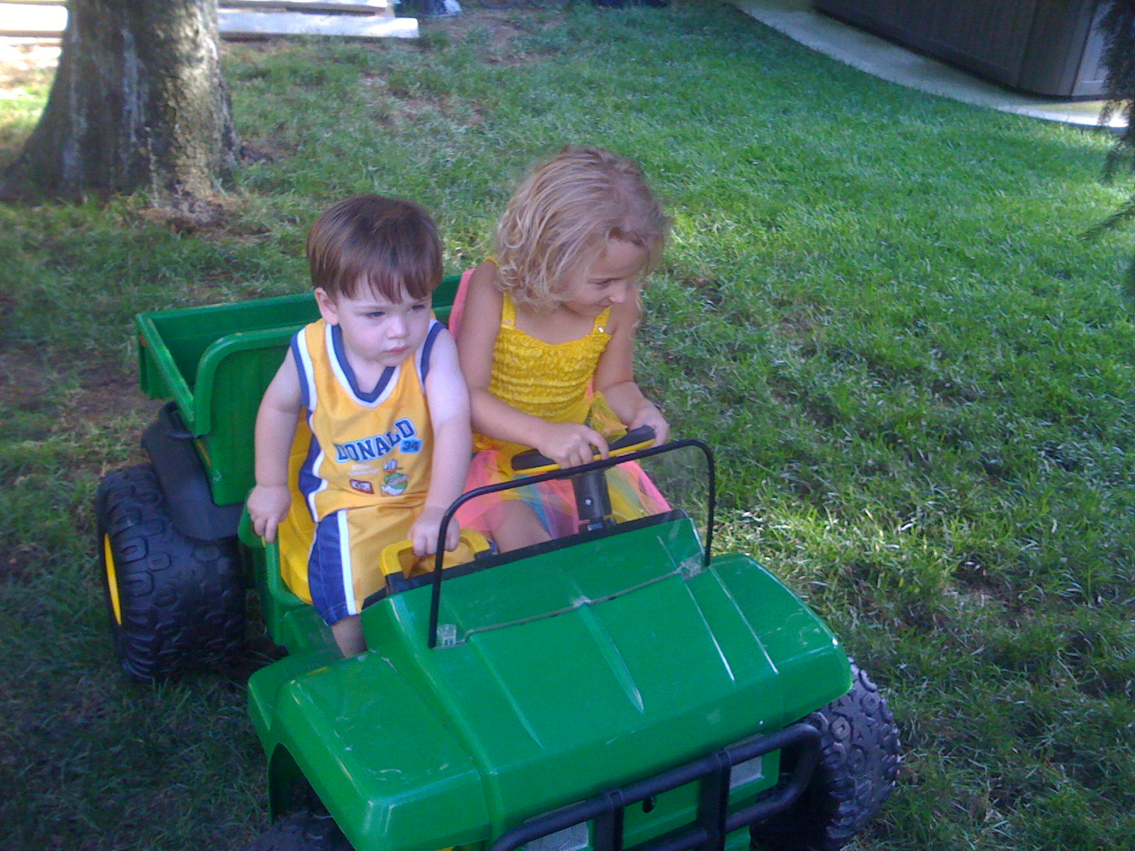 Dahlia giving her cousin a ride