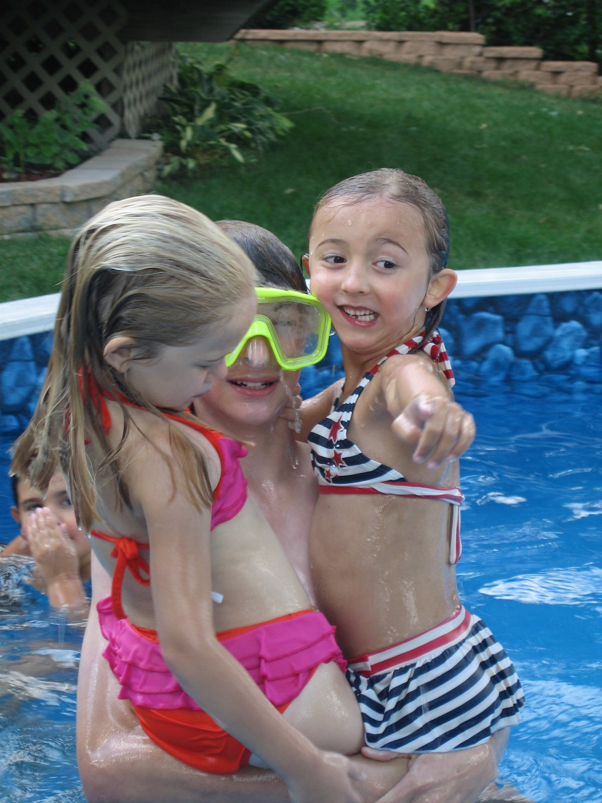 Playing with Gabe in the pool