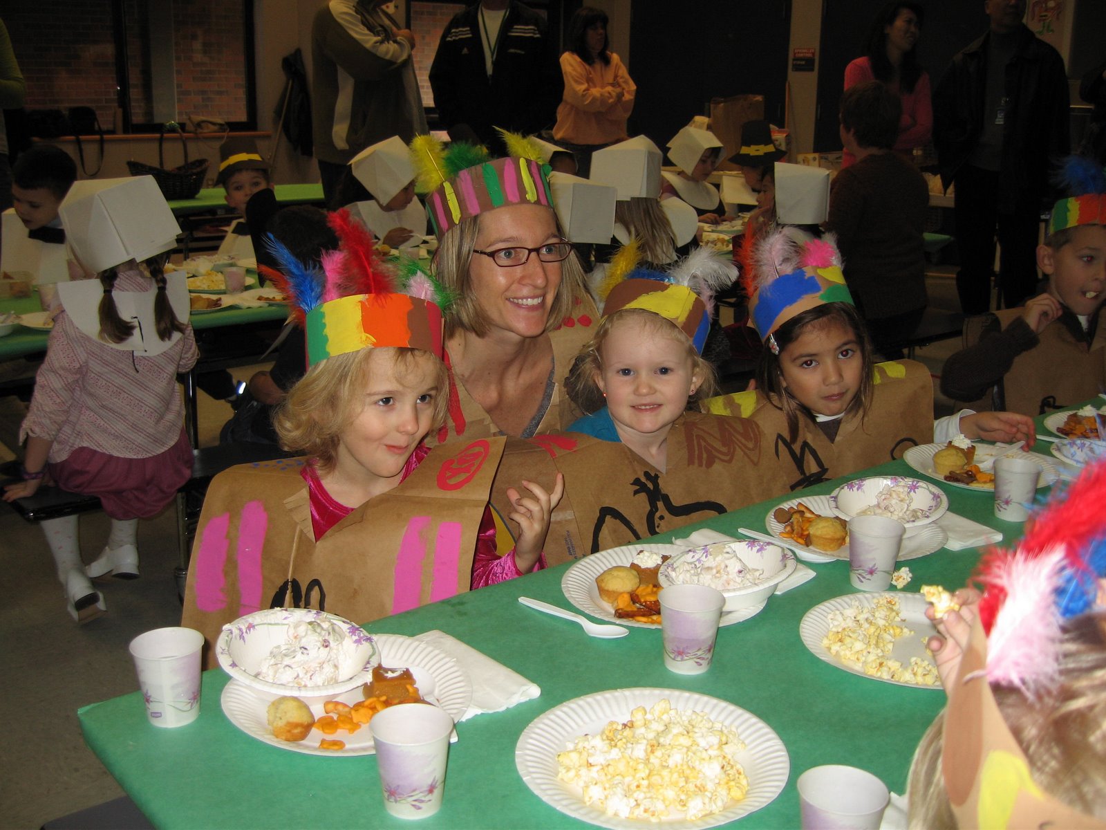 Indian, Pilgrims, and Turkeys
