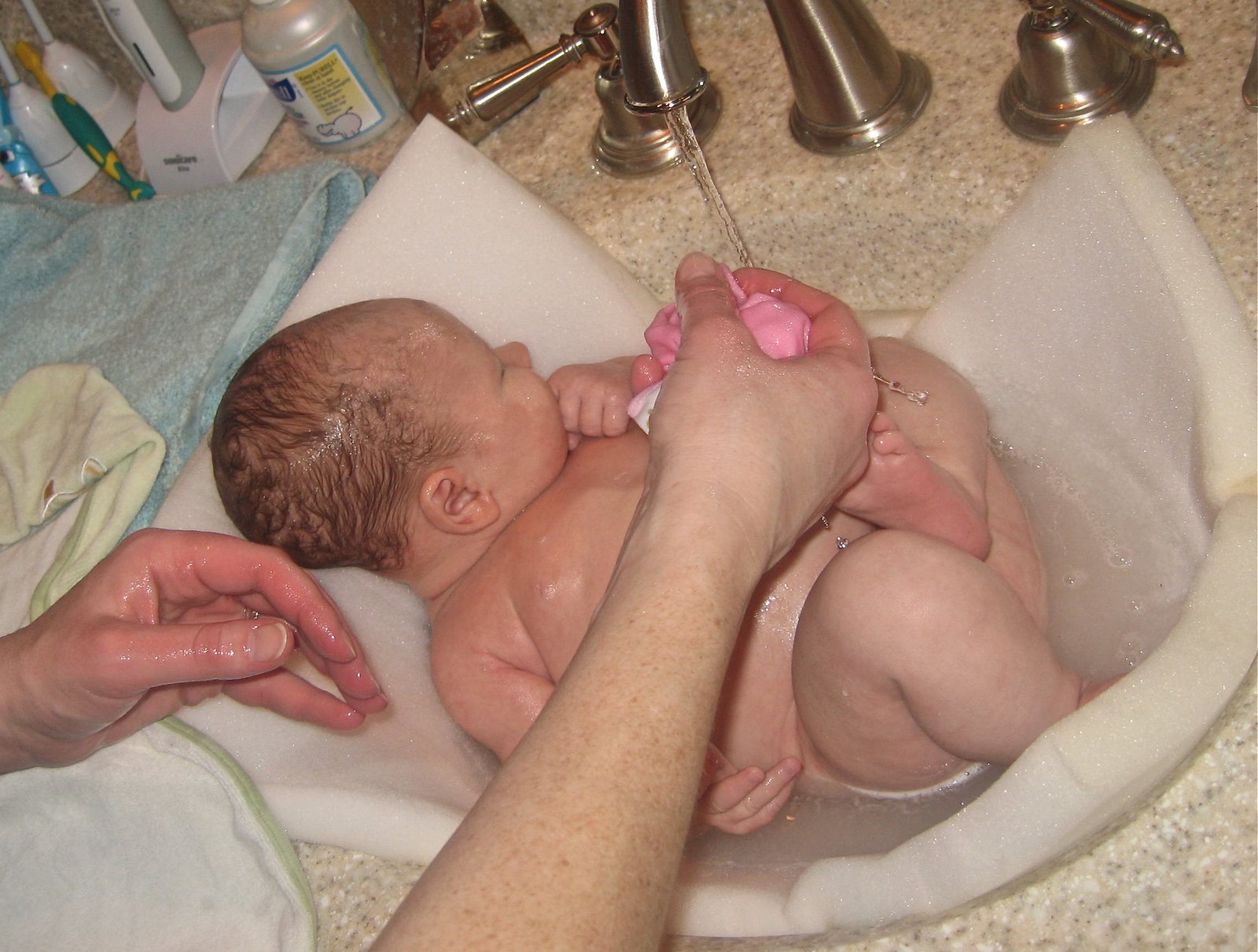 Willow taking a bath